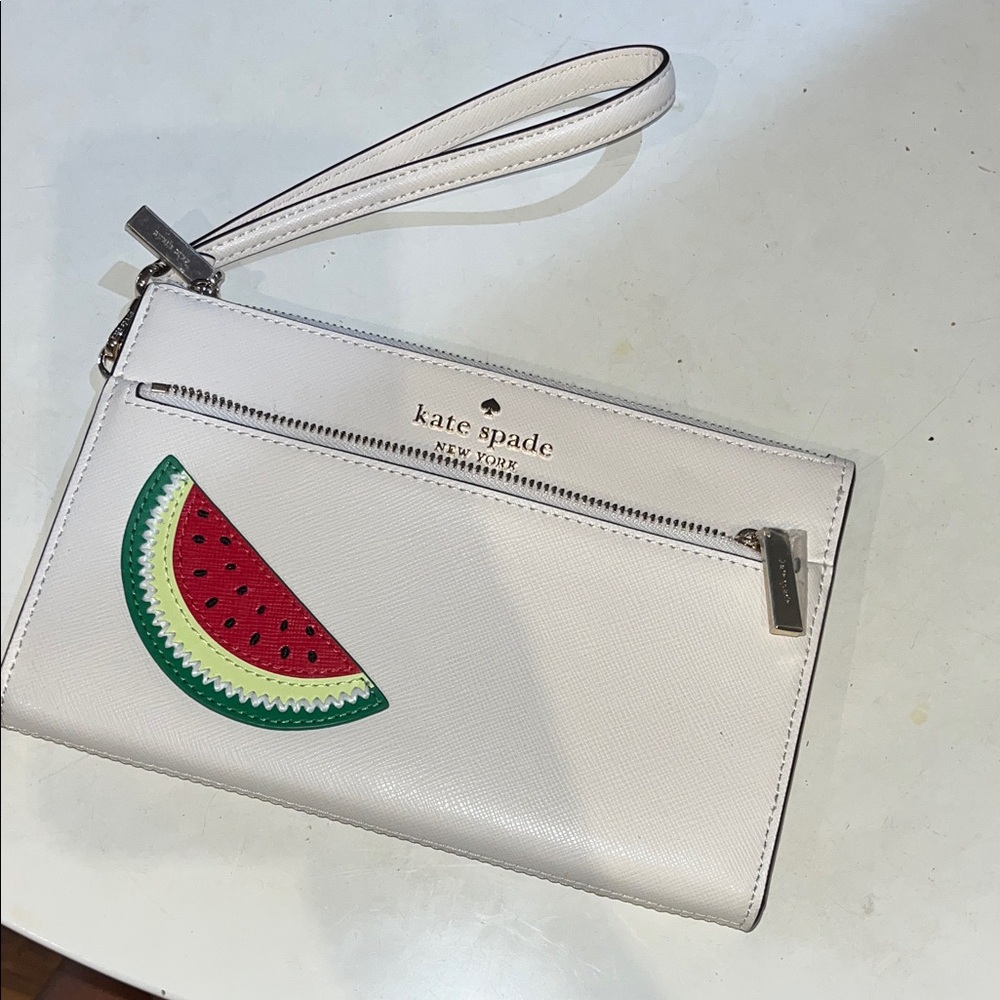Kate Spade White Wristlet with Watermelon Design